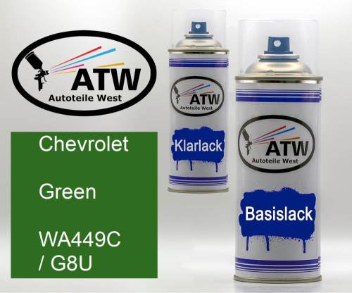 Chevrolet, Green, WA449C / G8U: 400ml Sprühdose + 400ml Klarlack - Set, von ATW Autoteile West.